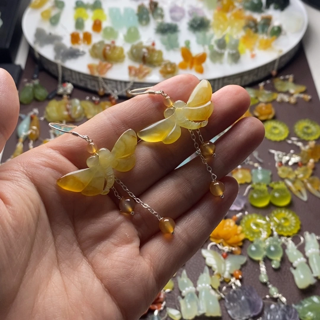 蛇纹石玉合金耳饰/颈饰