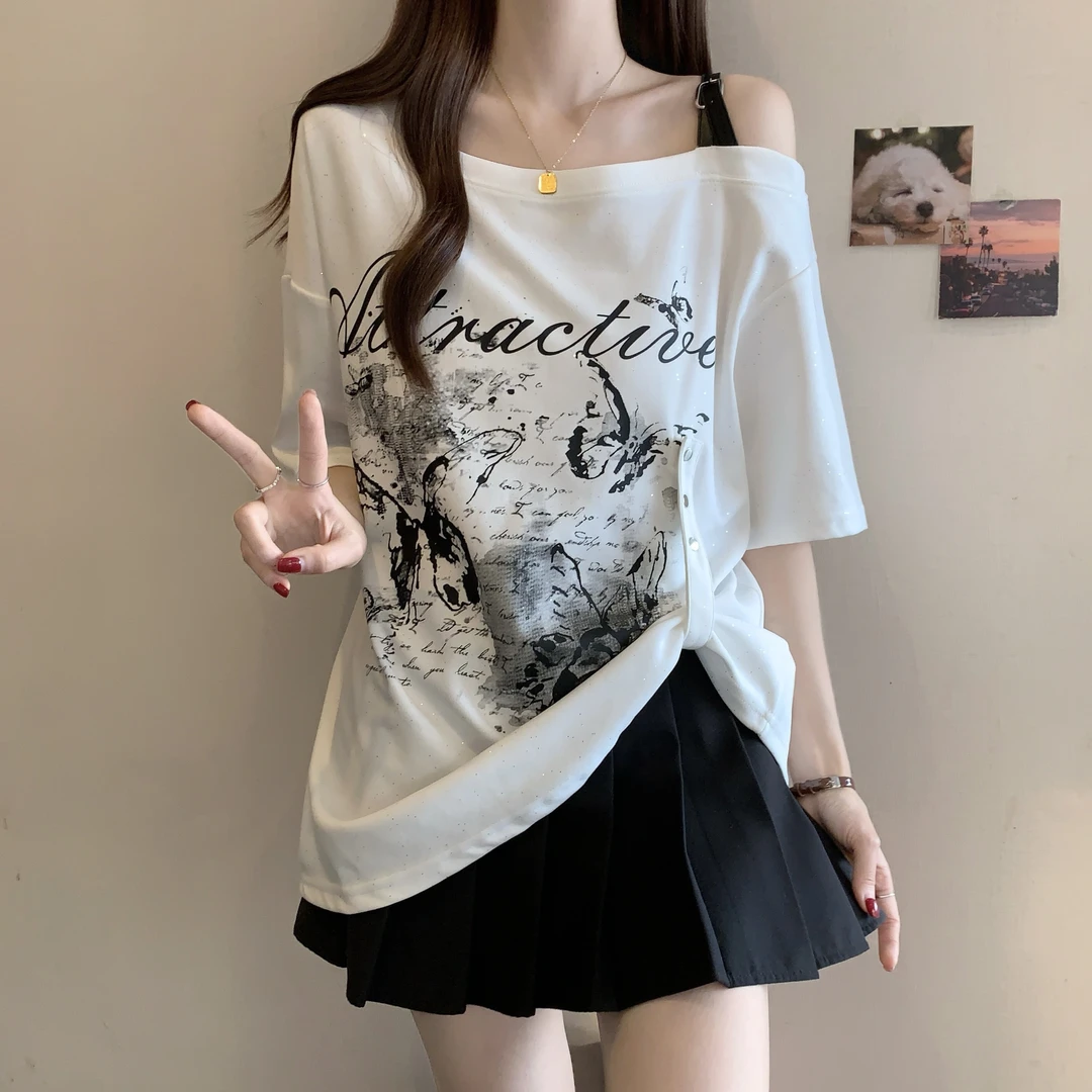 胖MM2025夏季新款美式甜酷个性辣妹气质通勤百搭短袖袖T恤