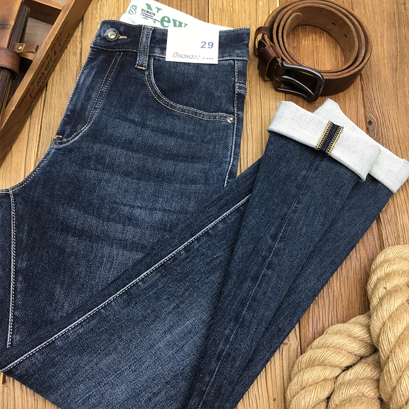 施摩瓦戈春夏季牛仔裤男款潮流印花弹力百搭休闲薄款修身小脚长裤