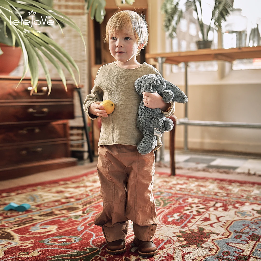 lelejove北欧风儿童户外休闲长裤25春宝宝轻薄设计感长裤5AS52948