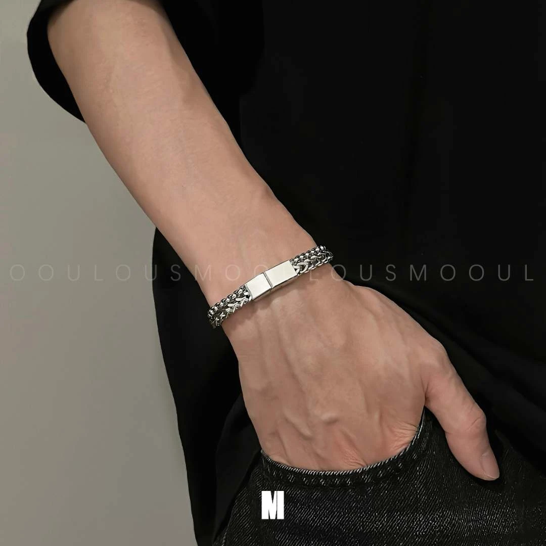 钛钢手链 极简小众男生嘻哈简约手链不掉色潮流手链送男朋友