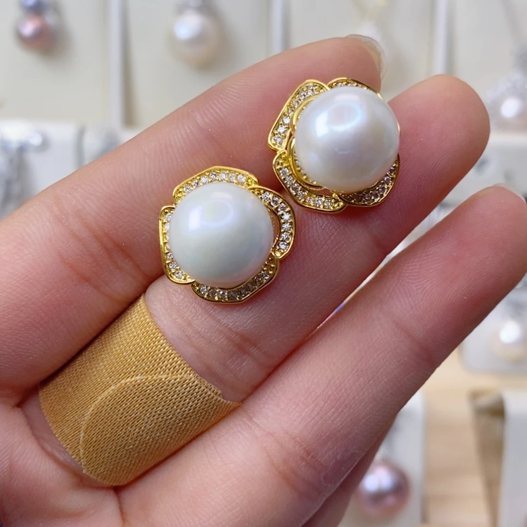 淡水珍珠耳饰合金