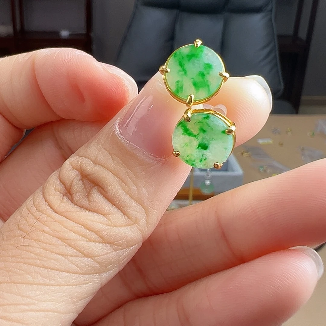 银S925镶嵌翡翠耳饰耳饰28