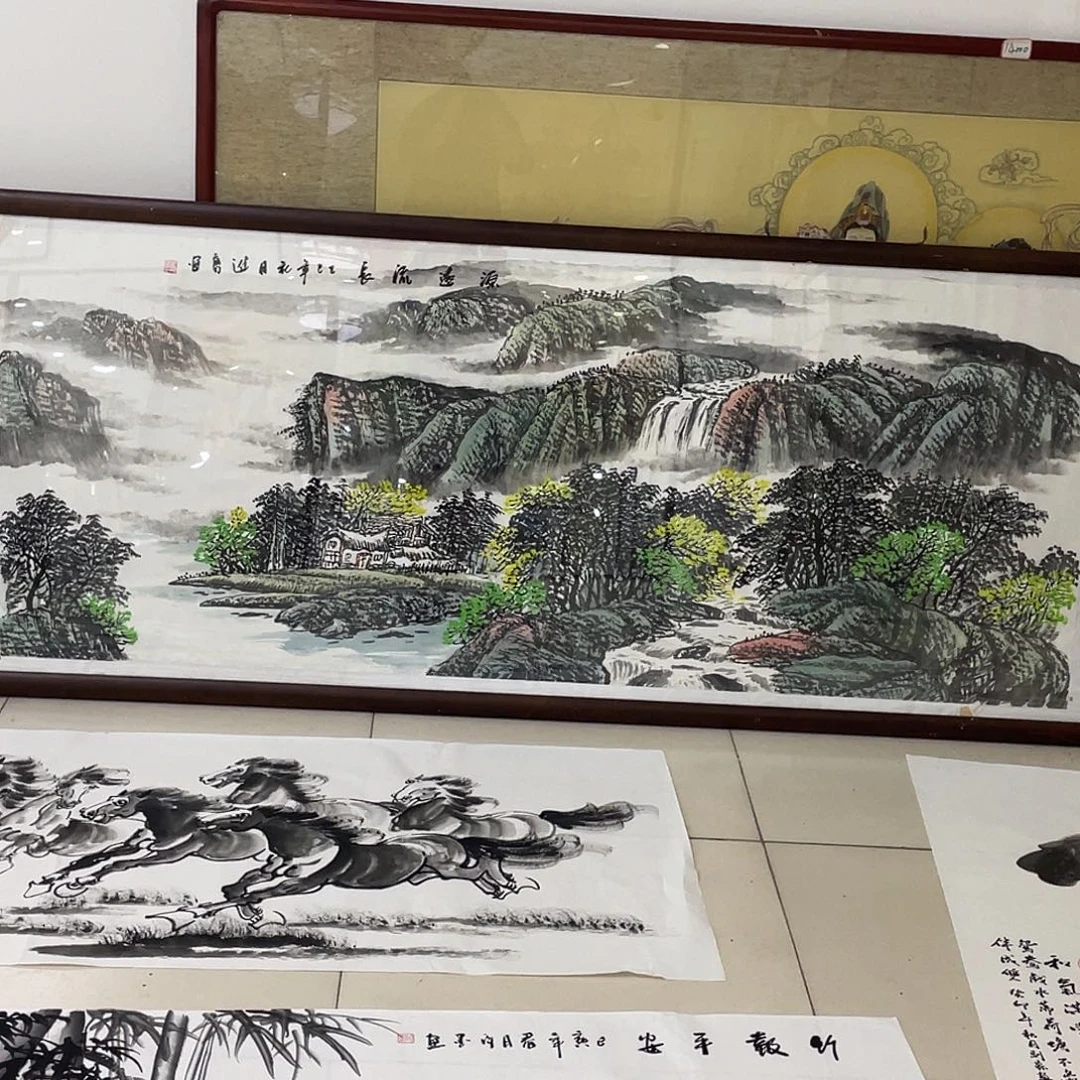 国画纯手绘的花鸟山水