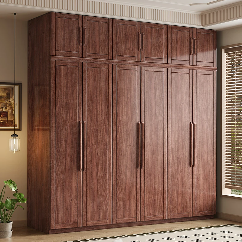 黑胡桃木实木衣柜原木实木现代简约卧室家用小户型衣服收纳柜子