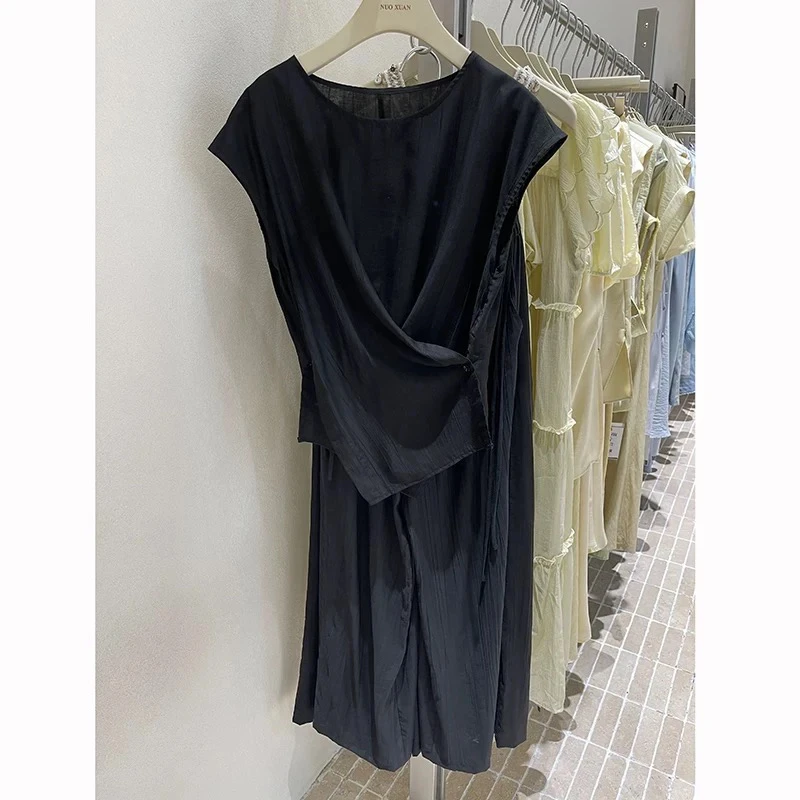 花花家休闲无袖上衣搭配阔腿裤套装（258115）