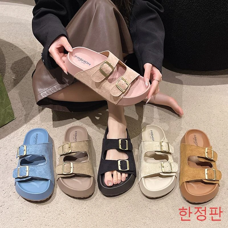 厚底勃肯鞋凉拖鞋女夏季外穿2025新款增高沙滩时尚百搭一字拖