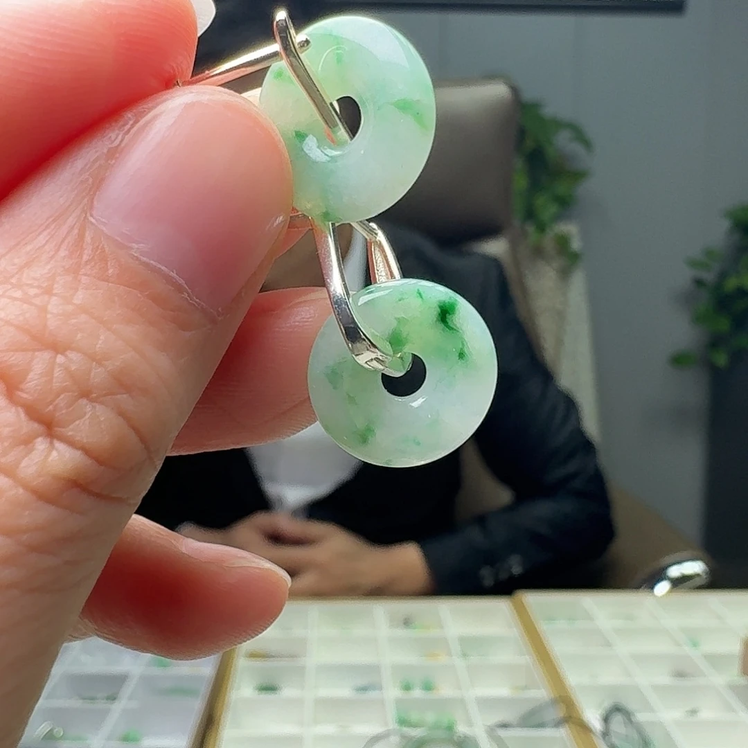 翡翠银S925镶嵌耳饰多样性发货其一