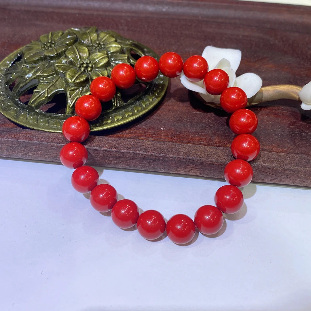 瑞思祥 含辰砂工艺品瑞思祥 【高含量水飞红砂】天然砂素圈手串10mm