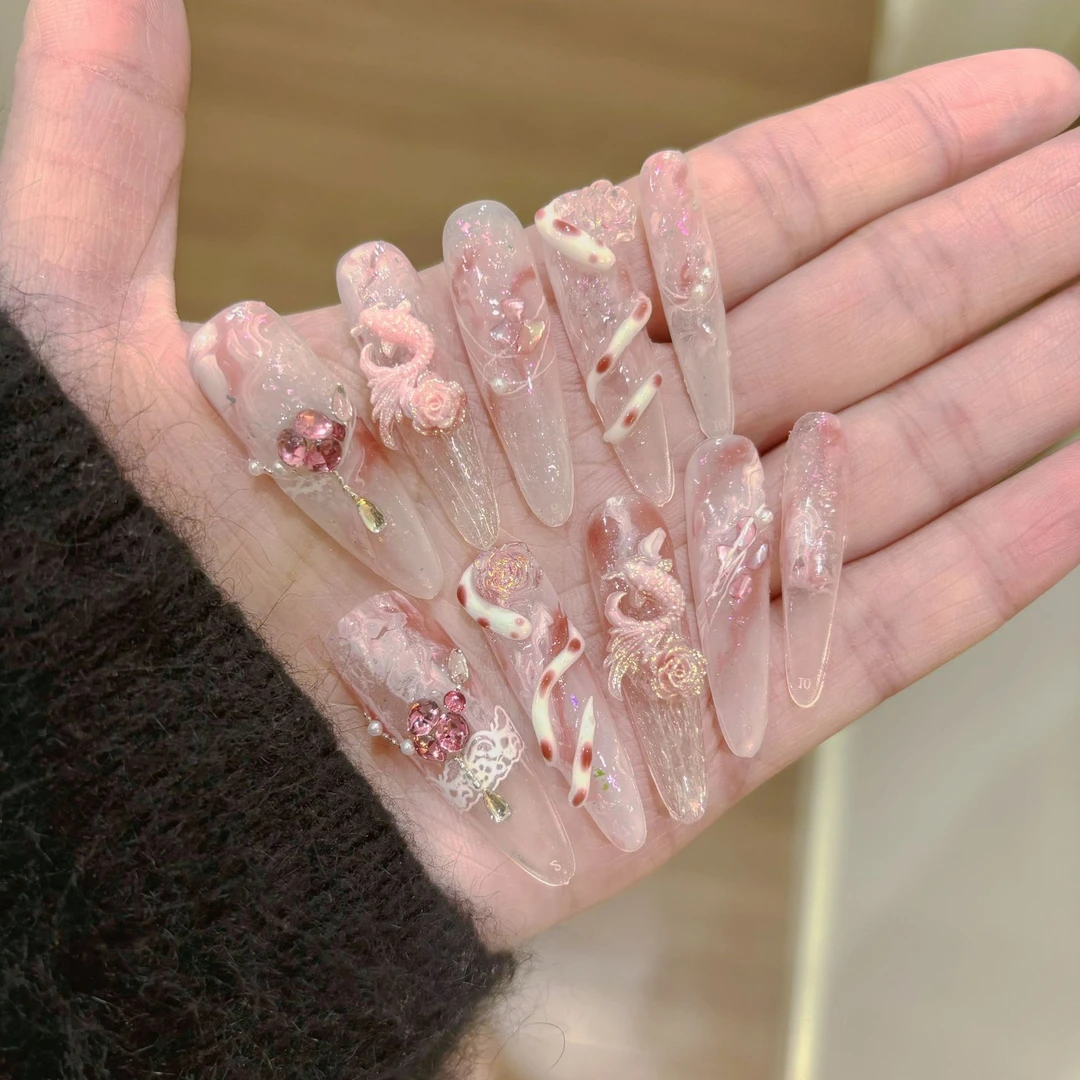 高级感穿戴甲级美甲专用手工穿戴甲中长款新款穿戴甲穿戴甲美甲