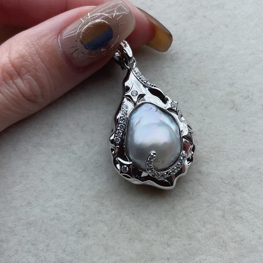 吊坠8海水珍珠银S925镶嵌