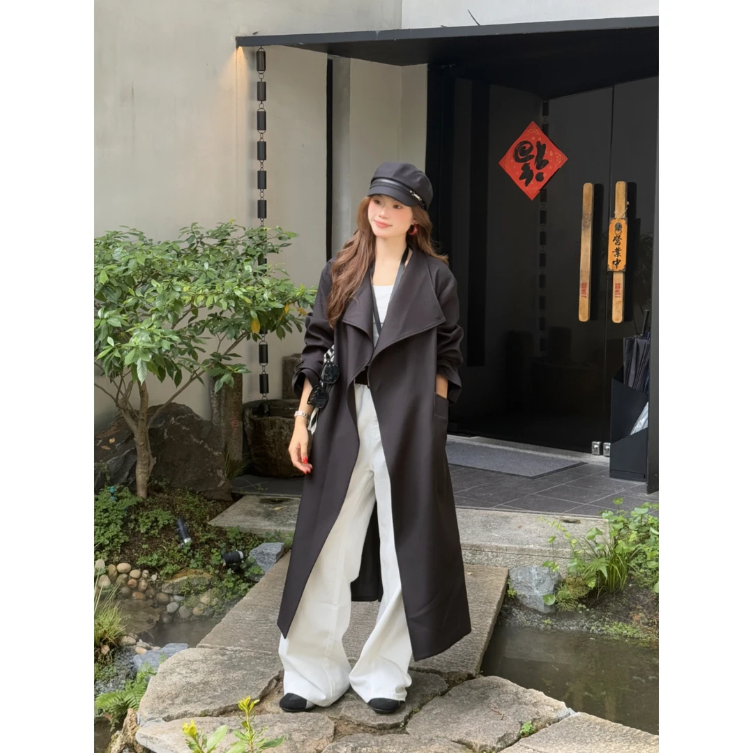 一粒扣中长款风衣女装2025秋季高级感外套大衣新款英伦风休闲宽松