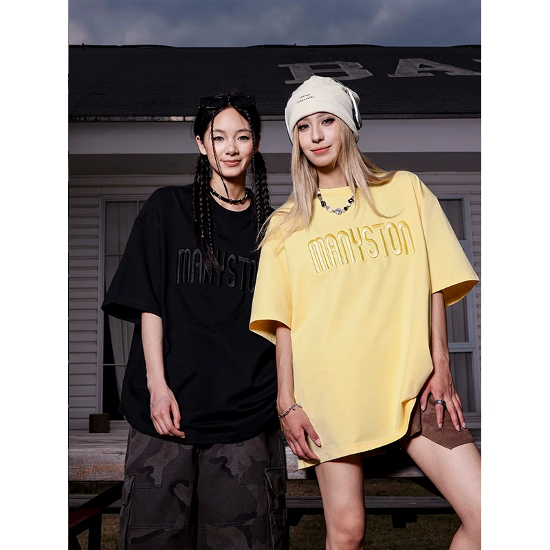 MANYSTON 美式280g重磅短袖男款夏季国潮圆领凉感半袖上衣个性T恤