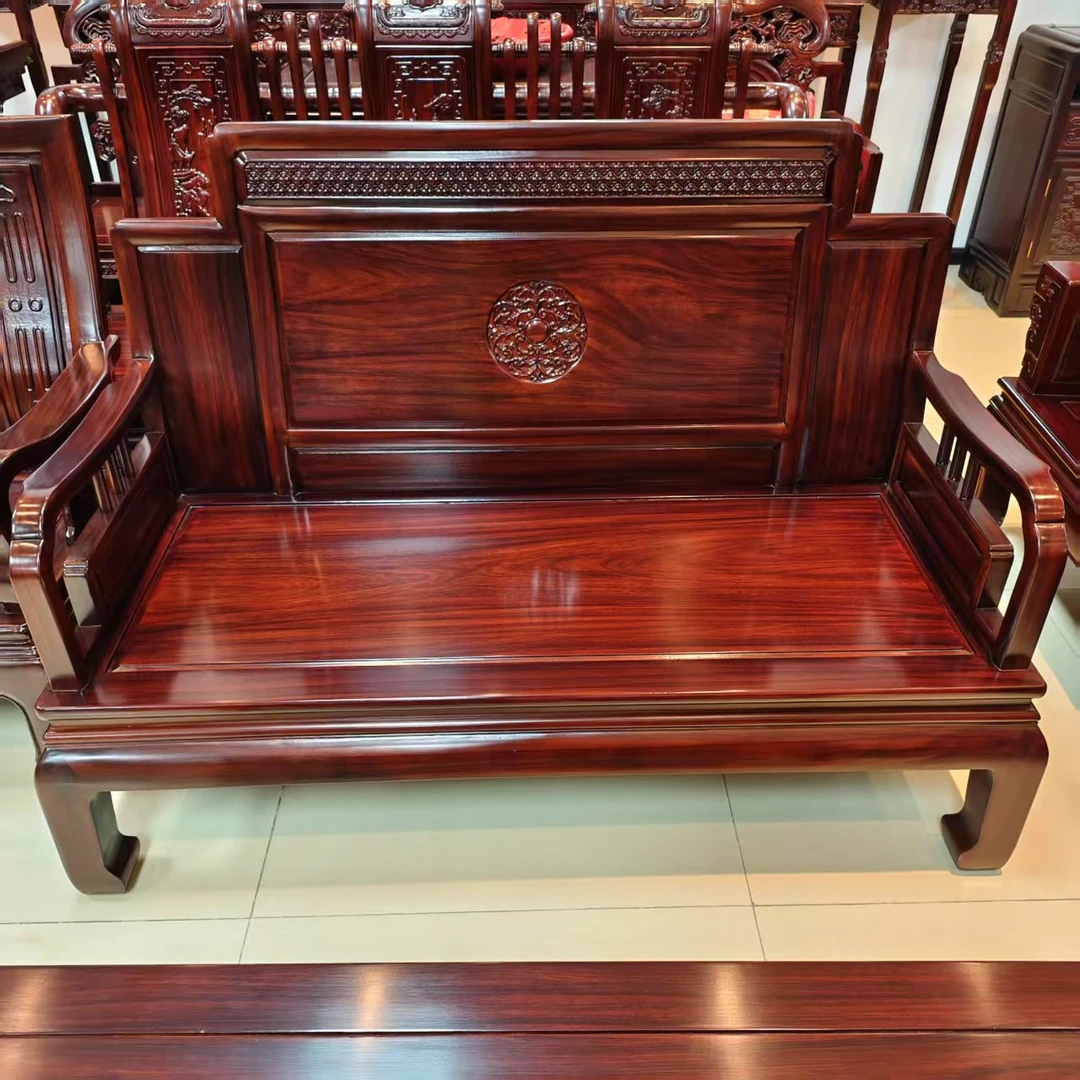 酸枝木 洋花幸运草双人位尺寸：长148宽63坐高42背高103