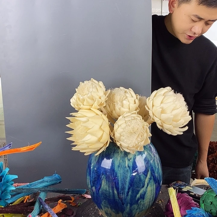 洋蓟永生花白色7支06