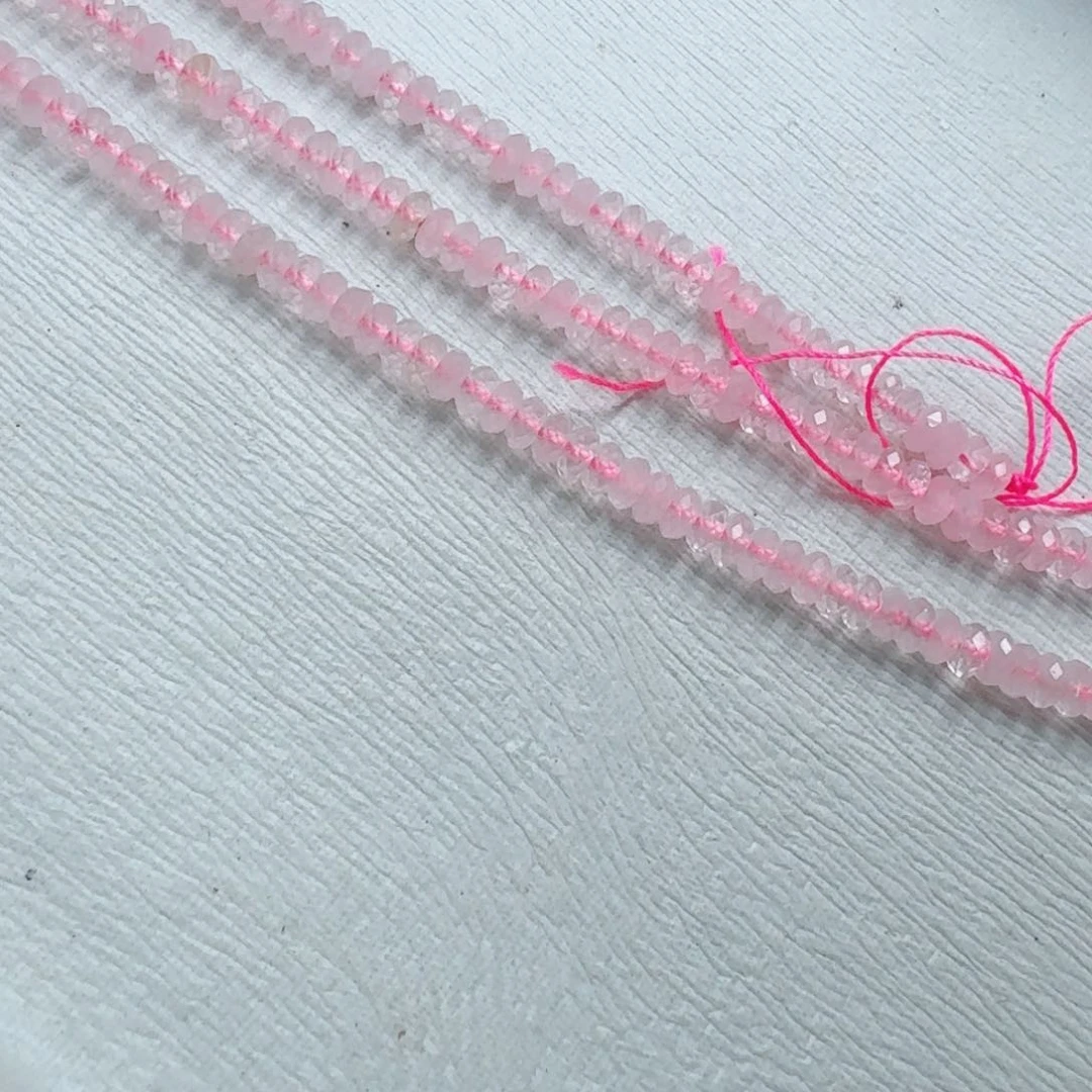 玛瑙/玉髓合金珠宝半成品4切面粉晶算盘一条