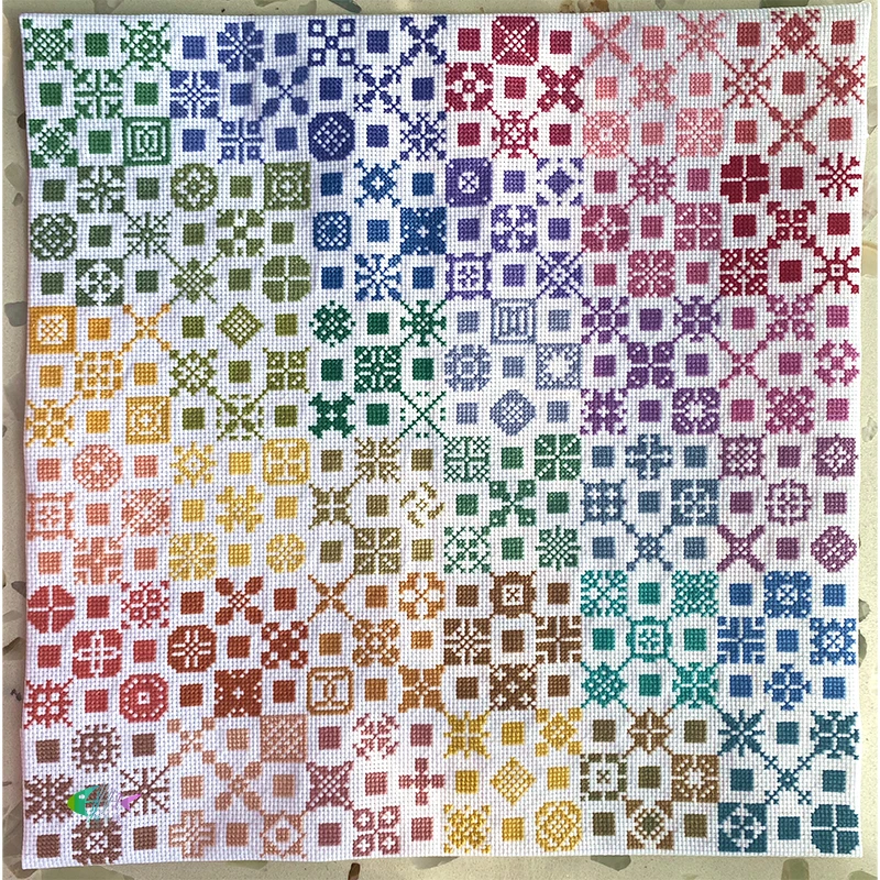 纯棉线印花十字绣可订制高CT客厅玄关简约清新拼图美丽的彩虹花纹