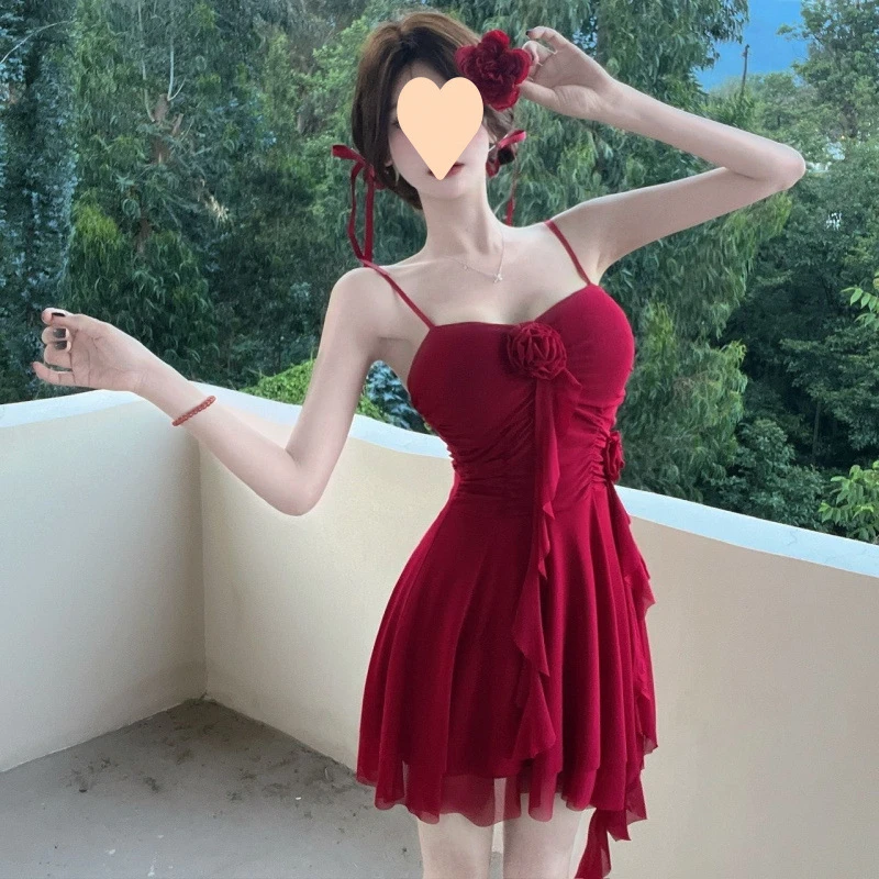 度假风露背挂脖连衣裙ins若隐若现的现代美学包臀裙睡衣显瘦性感