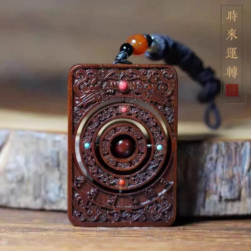 铜合金亚克力吊坠 天然雷击木挂件吊牌时来运转无事牌纯手工雕刻