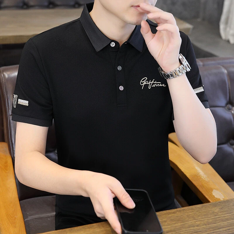 初成夏季男士新款刺绣翻领polo衫休闲短袖简约百搭polo短袖8032