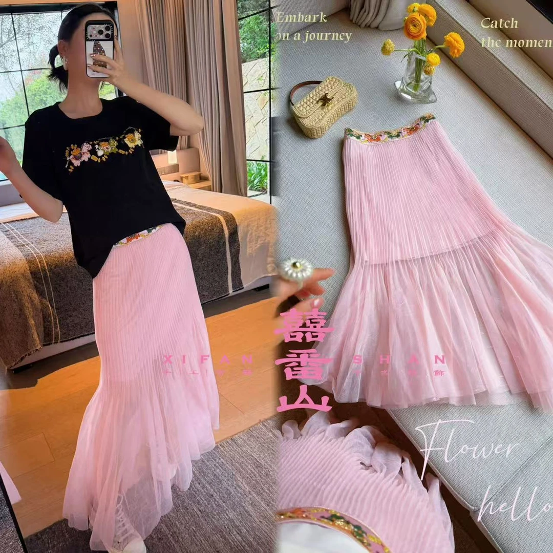 【囍番山|26夏】马上来财花仙子|重工刺绣钉珠小马汉服百褶裙
