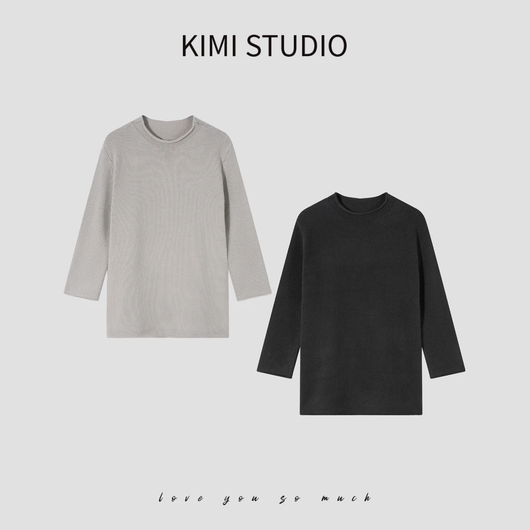 100%羊毛手工卷边中长款毛衣慵懒显瘦遮肉   SS25078