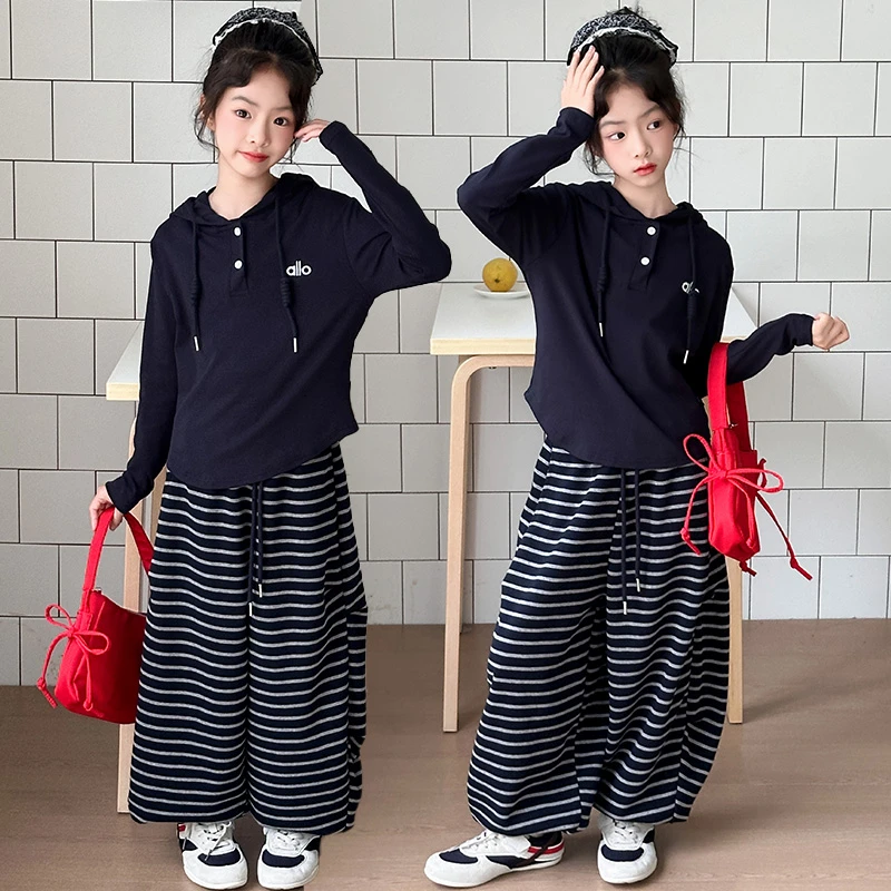 2025新款春秋装女童洋气卫衣套装儿童运动两件套大童休闲宽松秋季