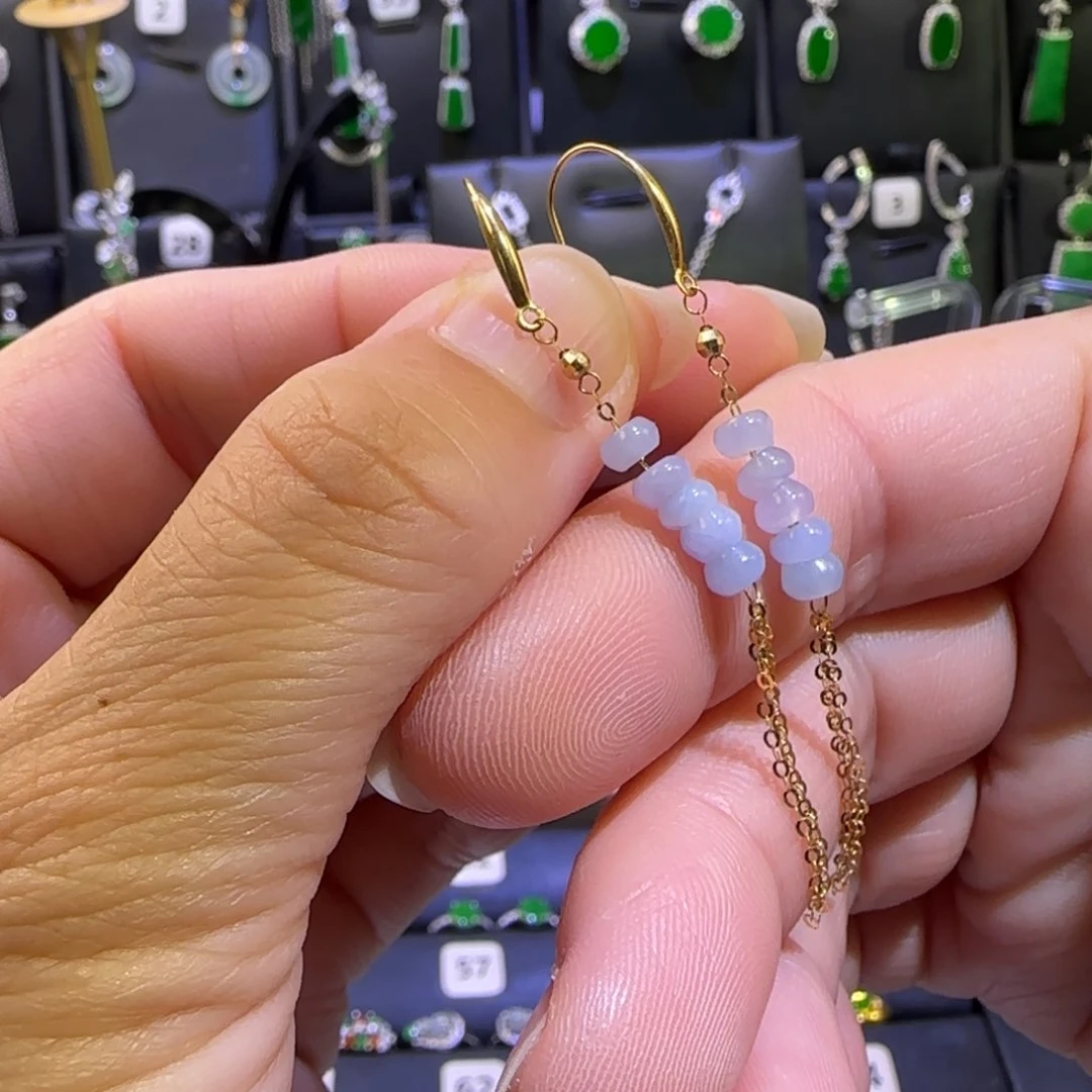 翡翠18K金镶嵌颈饰耳环