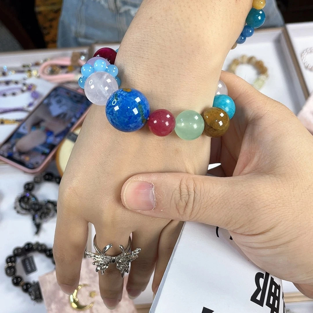 水晶手链银S925镀金镶嵌