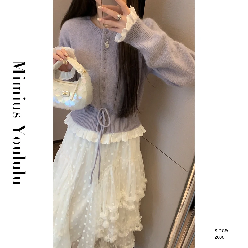 【mimius】&七七 蕾丝拼接收腰毛衣 汉服()WF12121