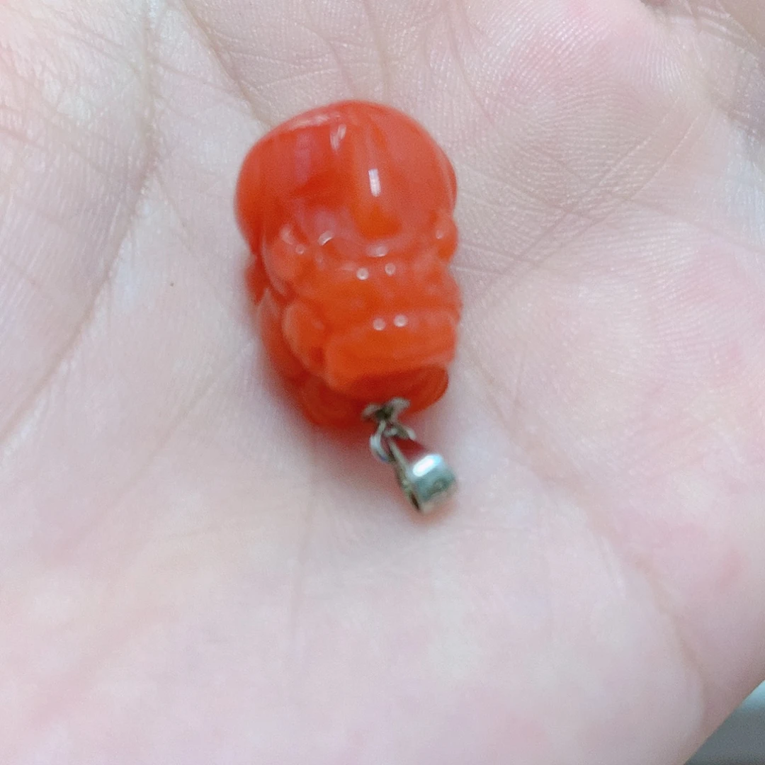 南红玛瑙银S925镶嵌吊坠(不含链)