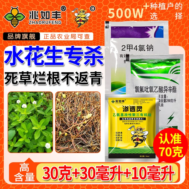 兆如丰除水花生专用除草剂除革命草莲子草水葫芦死草烂根除草套装