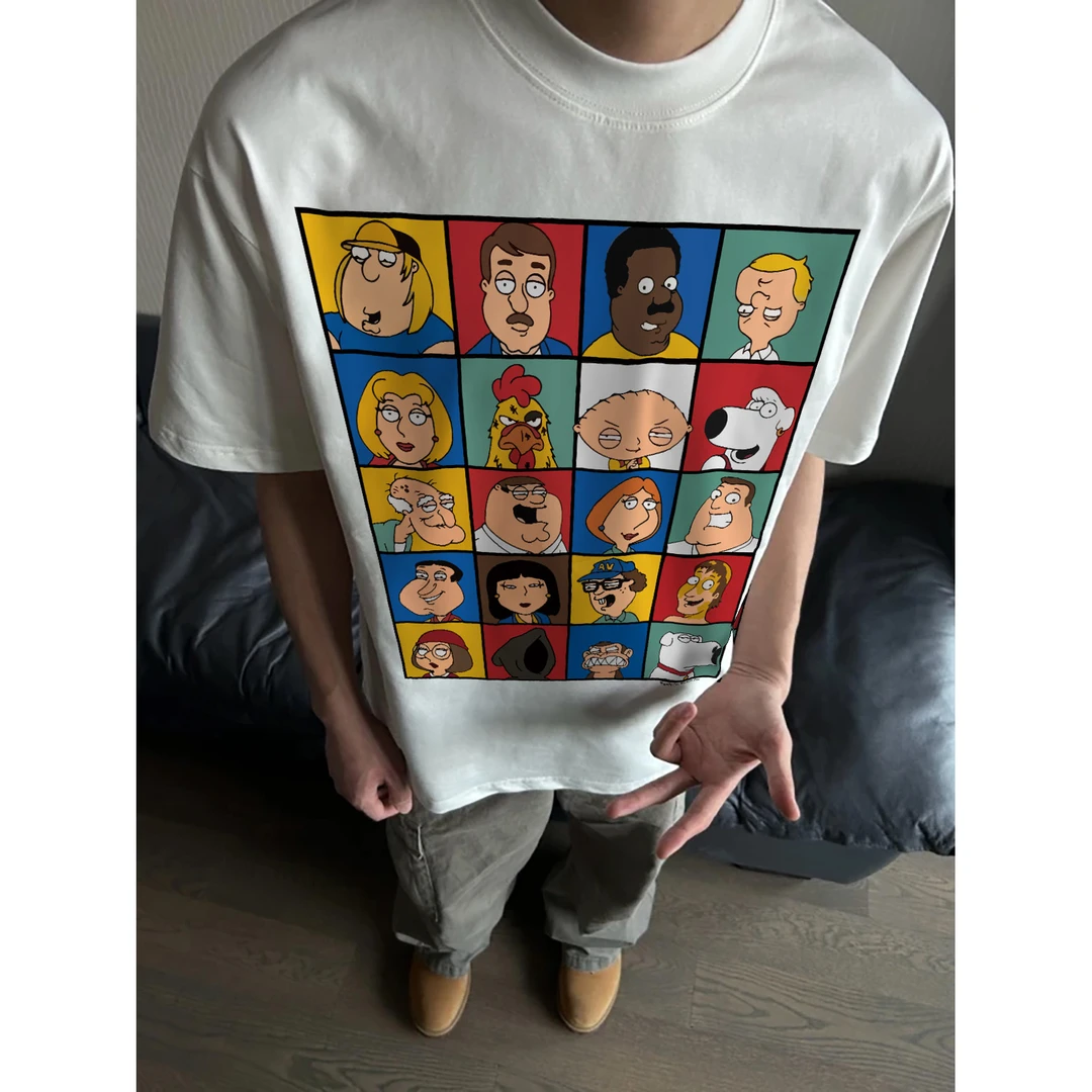 100%纯棉320克重磅恶搞之家短袖T恤男夏季新款潮休闲宽松短袖上衣