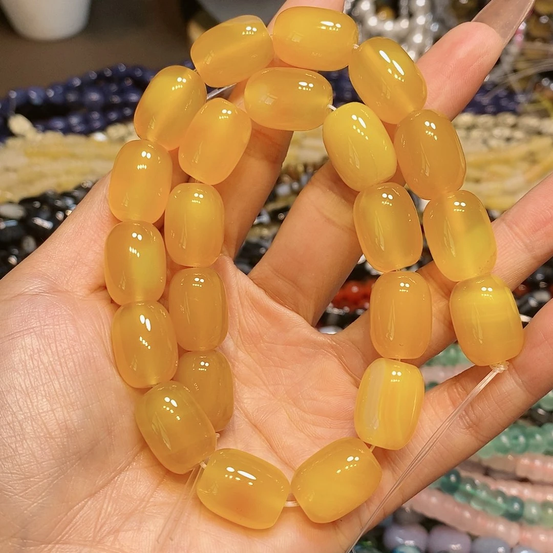 玛瑙/玉髓散珠天然鸡油黄玛瑙一条
