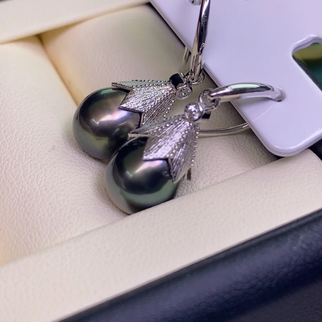 银S925镶嵌耳饰海水珍珠