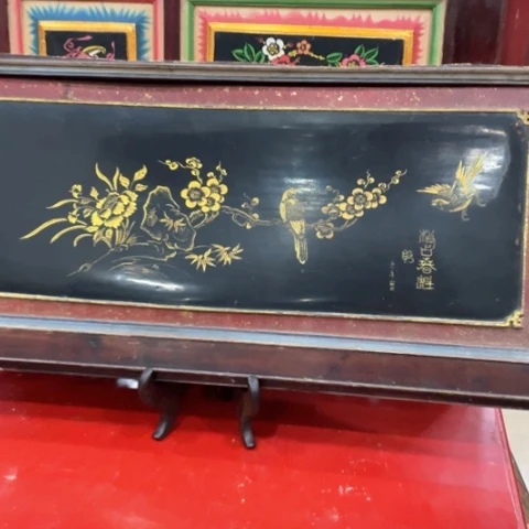 茶***人木木雕漆雕彩一片木雕