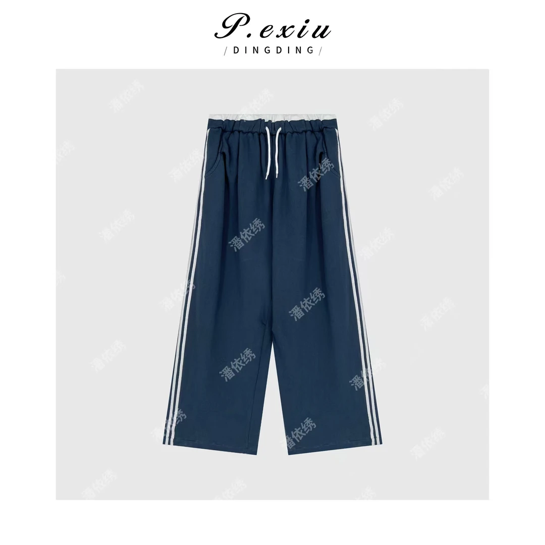 韩系慵懒织带撞色抽绳休闲裤Q6658