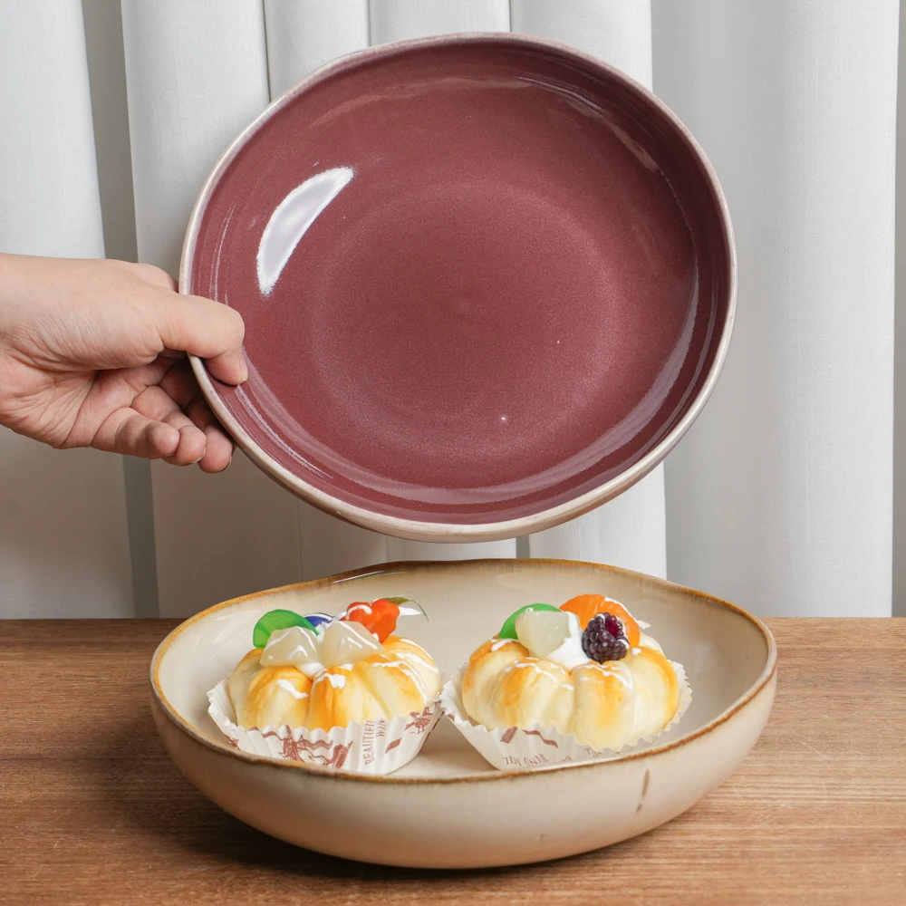 【瑕疵】深盘釉下彩陶瓷窑变釉组合两个装W墙/C2B