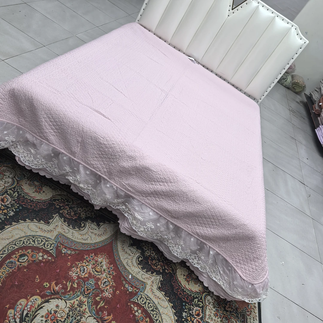 泡泡棉大花边床盖《炫彩粉》2.5米✕2.5米