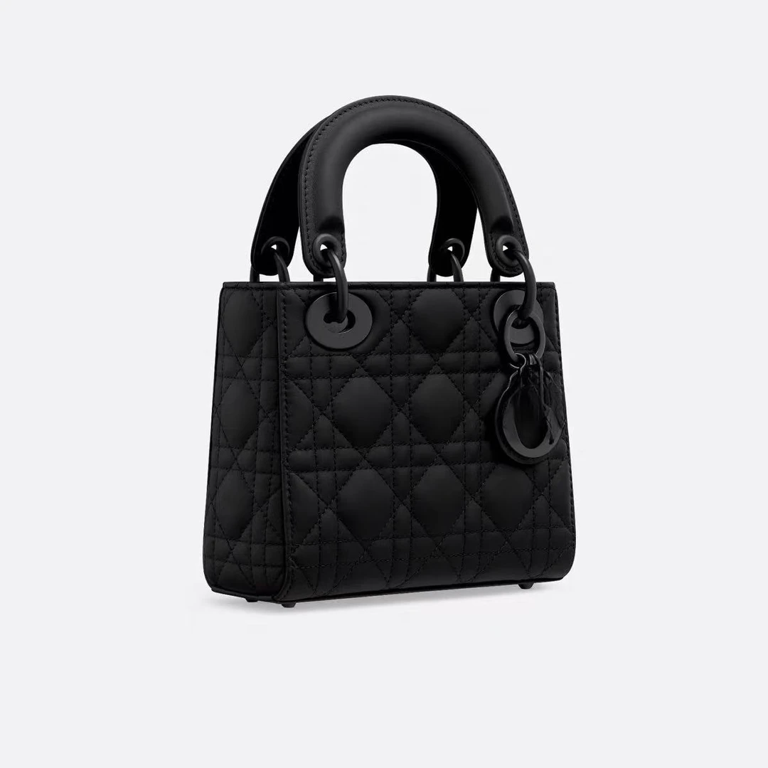 2025戴妃菱格磨砂哑光单肩斜跨包链条包手提包3197高级黑