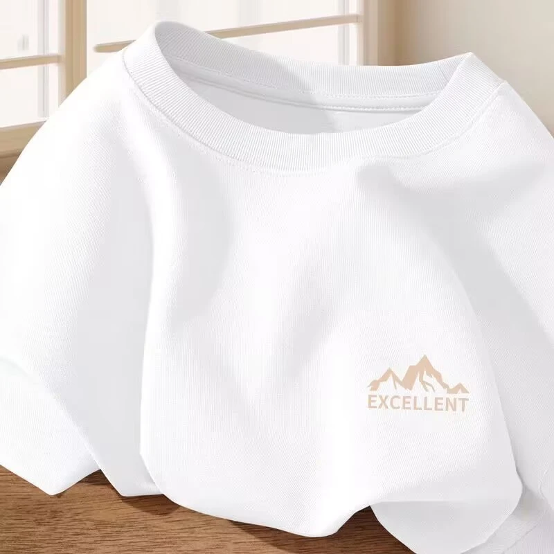 啄木鸟夏季男士新款圆领新款韩版宽松印花打底T恤潮流短袖打底衫