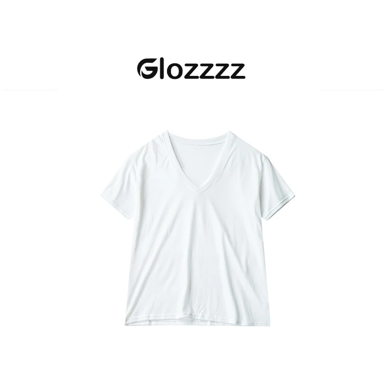 【Glozzzz】竹节棉t恤 夏季薄款简约大版宽松中长款鸡心领短袖525-1