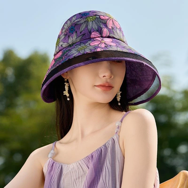 中老年妈妈帽子春夏季2025新款遮阳帽防晒帽奶奶老太太透气渔夫帽