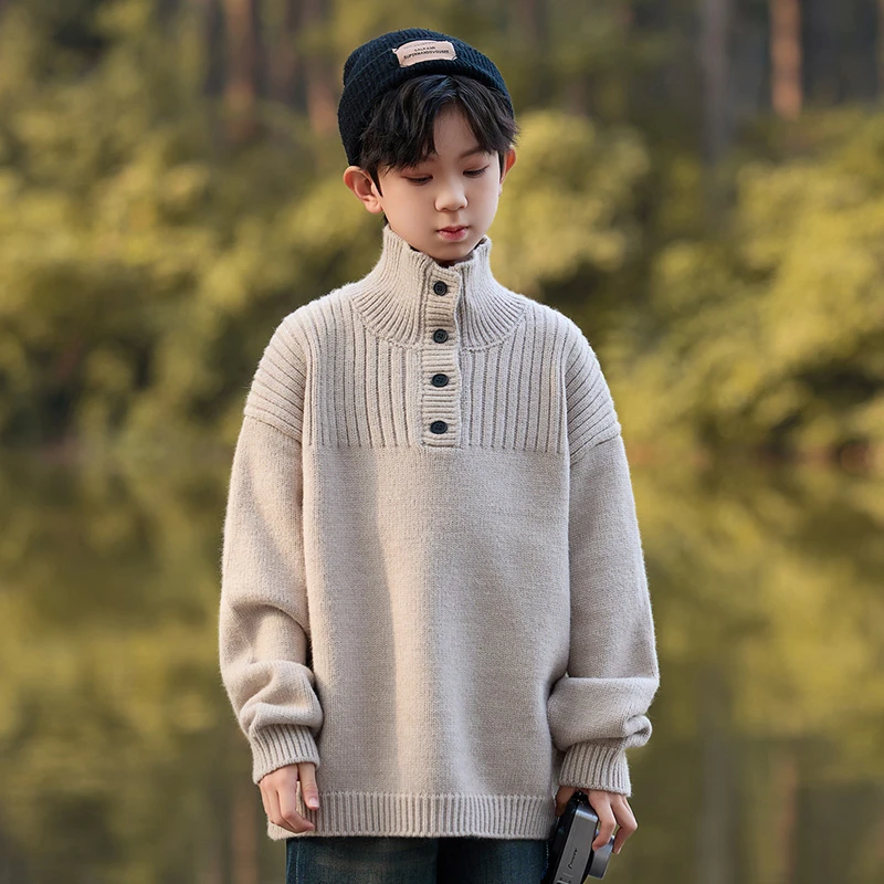 冬季中大男童毛衣冬装新童装儿童男孩个性高领休闲百搭针织衫潮牌