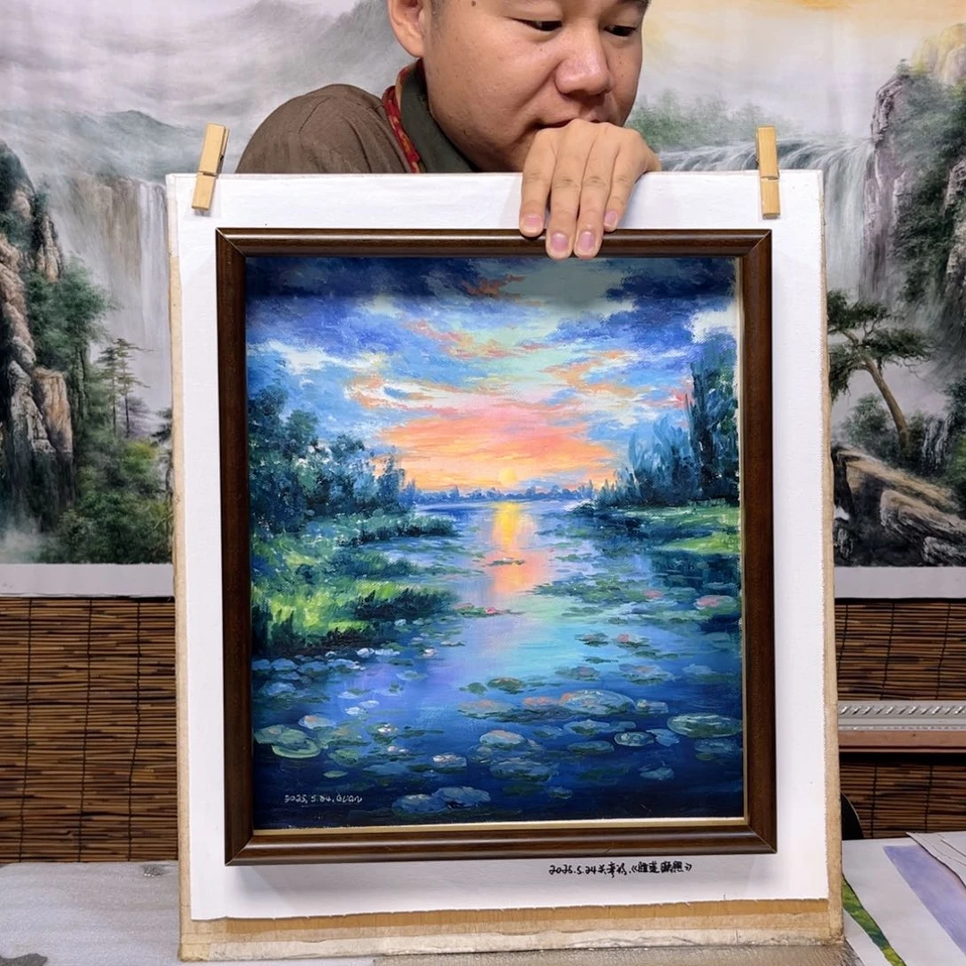 油画行路人小院绘画作品竞拍