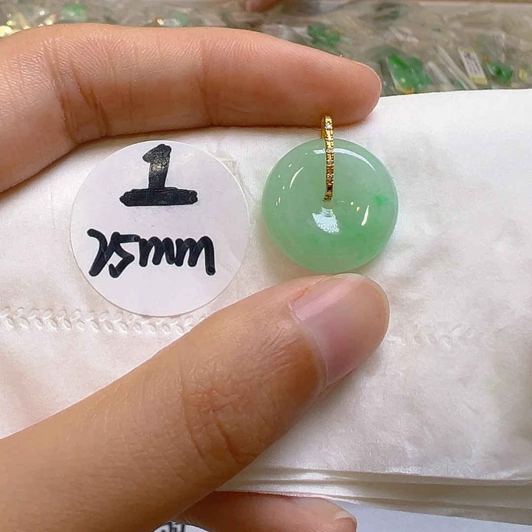 翡翠18K金镶嵌吊坠(不含链)翡翠