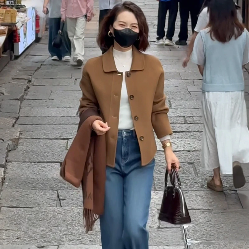 2025秋冬双面100羊毛呢大衣显瘦洋气百搭短款女装外套WLL250913