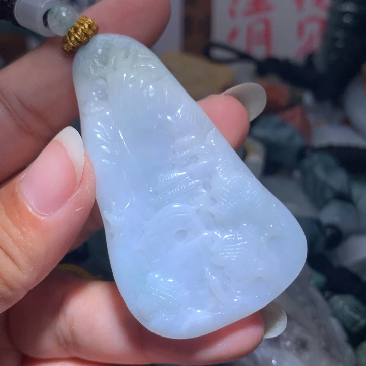 翡翠未镶嵌颈饰保真天然A货翡翠