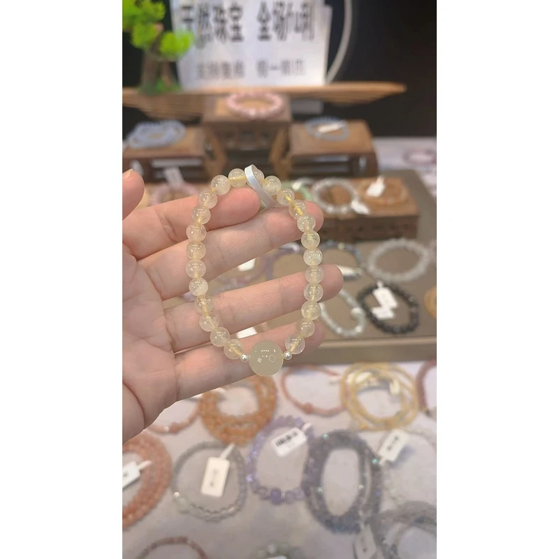 单圈柠檬水晶搭大珠款手串4906