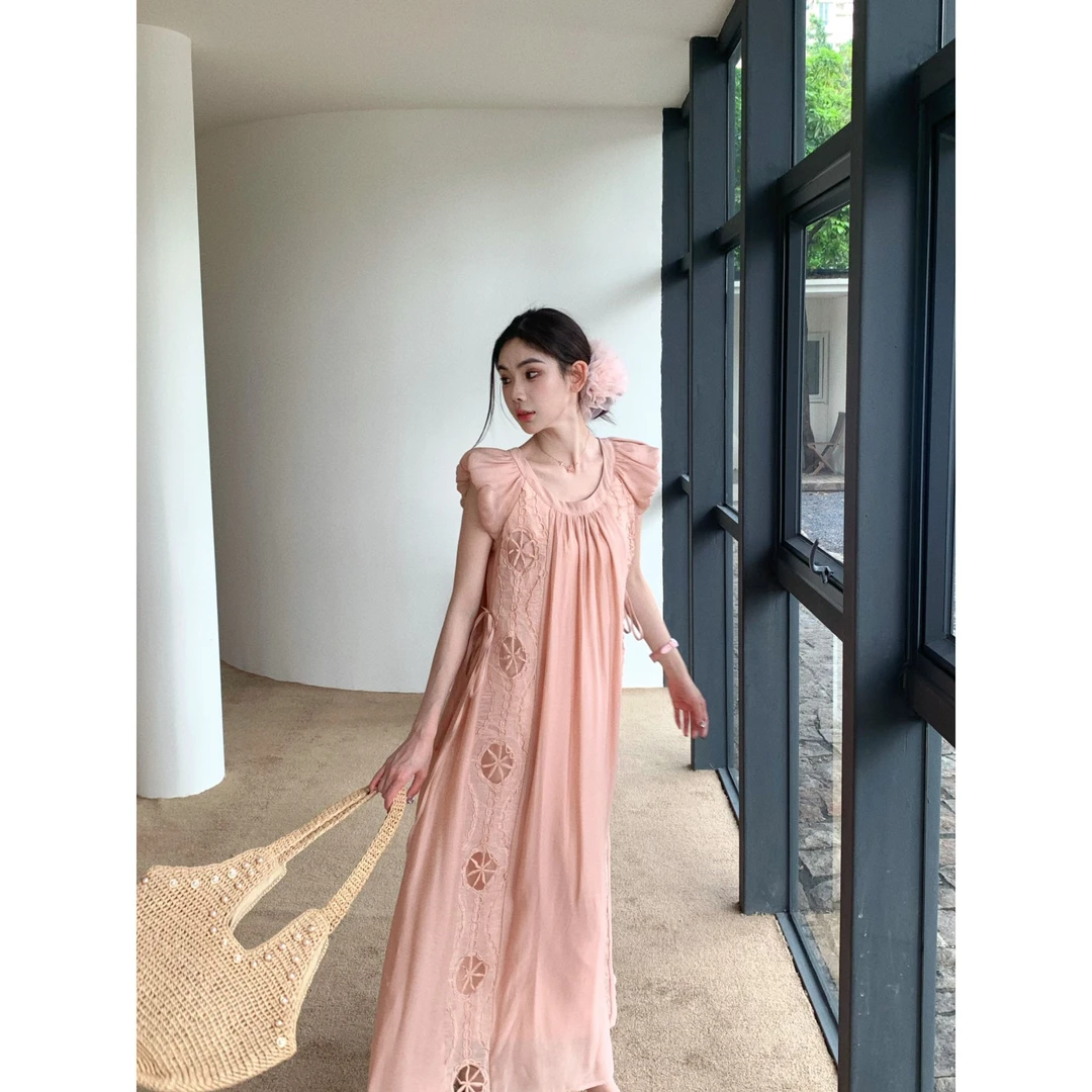 【赵小小&重工!梦中缪斯裙】28616 夏季小飞袖温柔甜美风宽松连衣裙